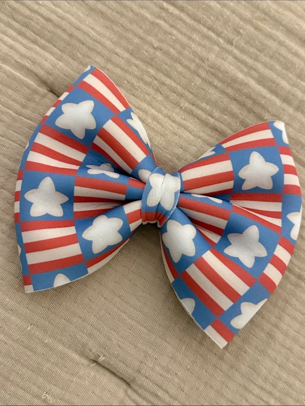 Girls Patriotic Stars & Stripes Kids Hair Bow - Blue/Red/White